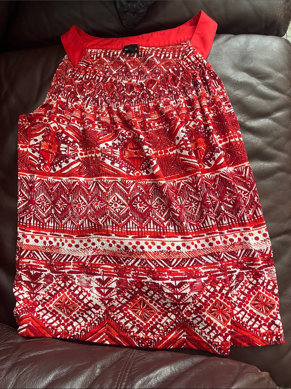 Rafaella Red and White Printed Sleeveless Top